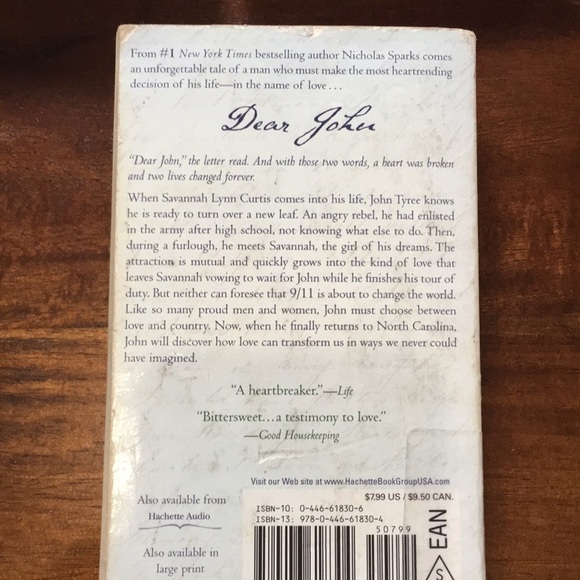 Nicholas sparks books x 4 dear John, the rescue books novel livre en anglais - Picture 3 of 6